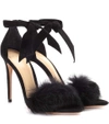 ALEXANDRE BIRMAN Fur-trimmed suede sandals