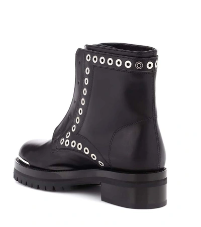 Shop Alexander Mcqueen Leather Ankle Boots In Eero