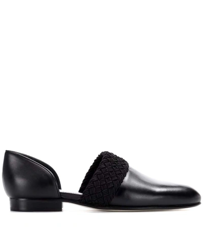 Shop Loewe Leather Loafers In Black