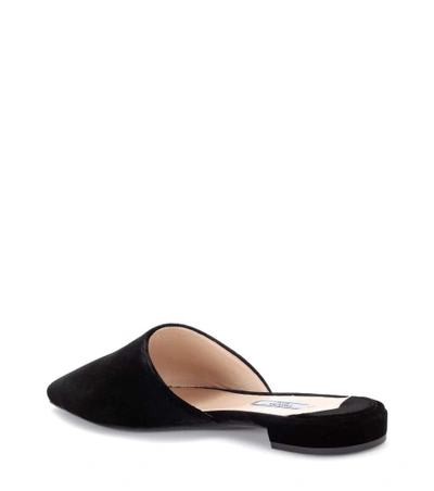 Shop Prada Slippers Aus Samt In Black