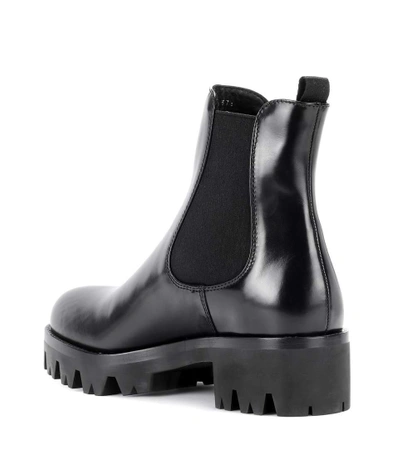 Shop Prada Leather Chelsea Boots In Black