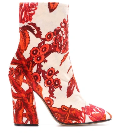 Shop Dries Van Noten Velvet Ankle Boots In Multicoloured