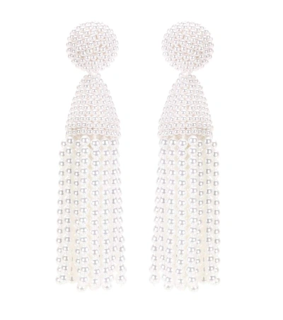 Oscar De La Renta Faux Pearl Tassel Earrings In White