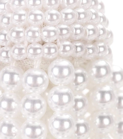 Shop Oscar De La Renta Faux Pearl Tassel Earrings In White