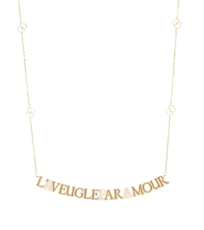 Shop Gucci L'aveuge Par Amour 18kt Gold And Diamonds Necklace