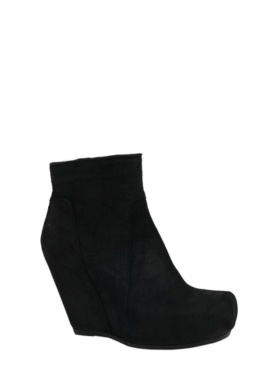 Shop Rick Owens Suede Ankle Boots In Nero