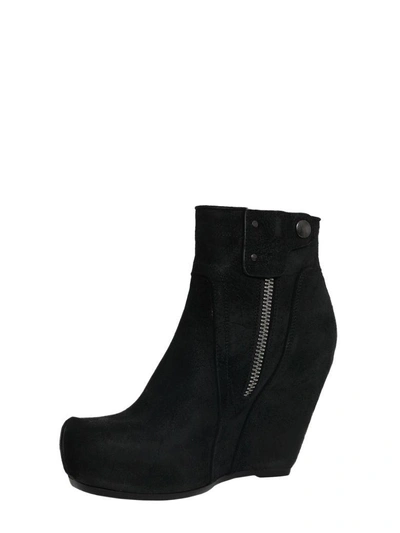 Shop Rick Owens Suede Ankle Boots In Nero