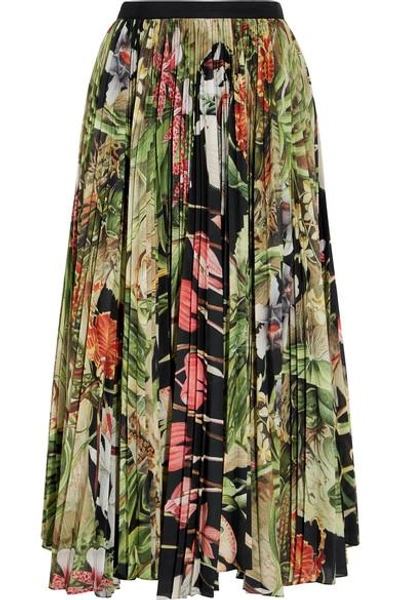 Shop Adam Lippes Pleated Printed Cotton-voile Midi Skirt