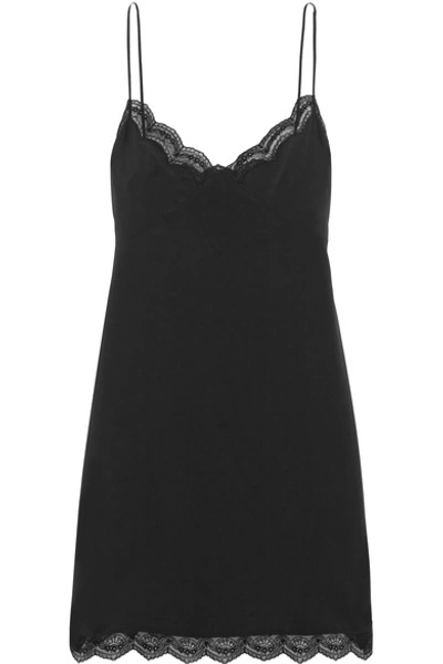 Shop Chloé Lace-trimmed Silk Mini Dress