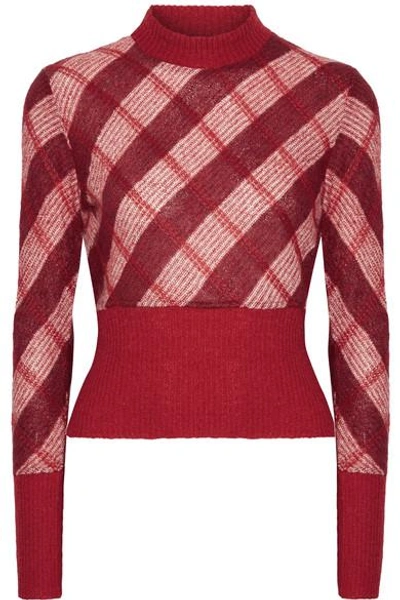 Shop Miu Miu Checked Mohair-blend Sweater