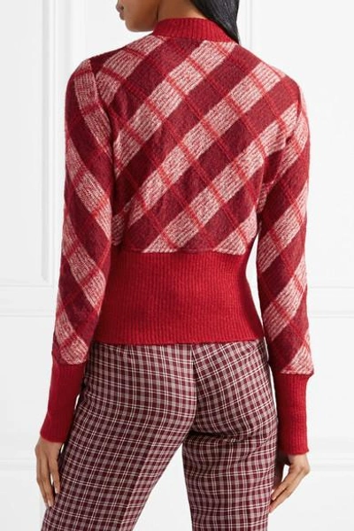 Shop Miu Miu Checked Mohair-blend Sweater