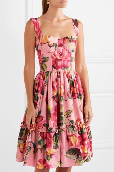 Dolce & Gabbana Floral-print Cotton-poplin Midi Dress | ModeSens