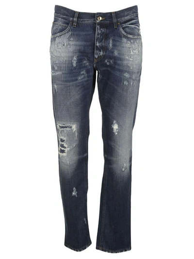 Dolce & Gabbana Ripped Detail Jeans In Azure