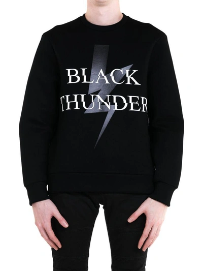 Shop Neil Barrett Thunder Print Sweatshirt In Black