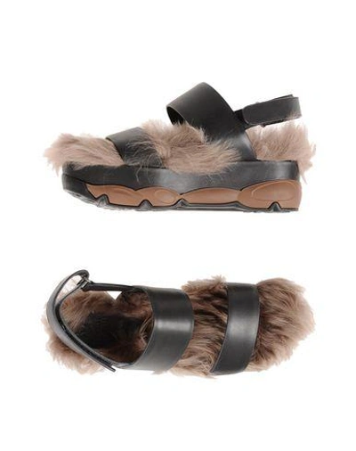 Shop Brunello Cucinelli Woman Sandals Black Size 9 Sheepskin