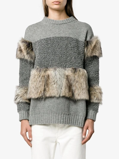 Shop Stella Mccartney Fur Free Knit Sweater In Grey