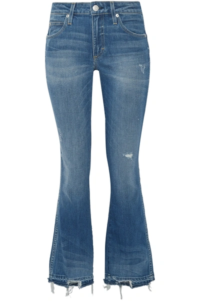Amo Jane Mid-rise Cropped Distressed Flared Jeans