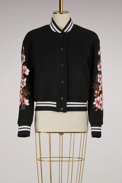 Shop Off-white Diag Cherry Wool Bomber Jacket In Black Multicolor