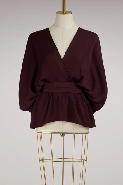 Shop Maison Margiela Satin Crepe Top In Burgundy