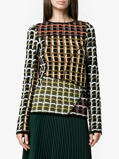 Shop Marni Patchwork Style Knitted Jumper In Black