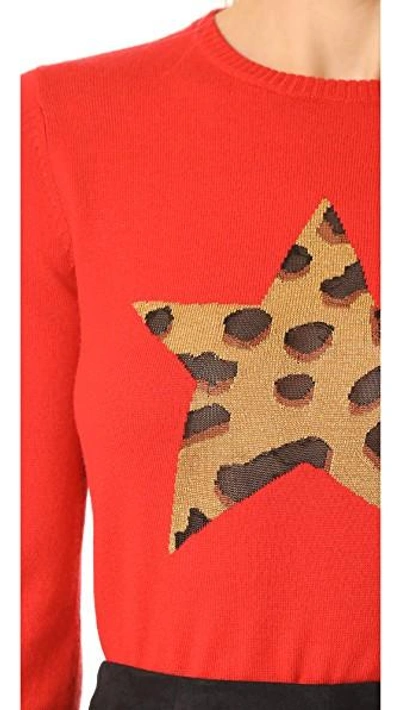 Shop Bella Freud Iggy Leopard Star Sweater In Red