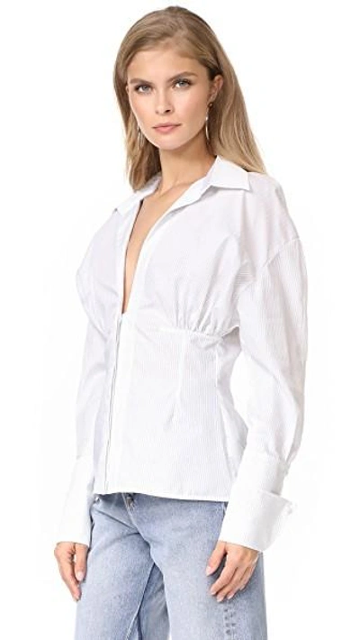 Shop Jacquemus Paula Shirt In White/black