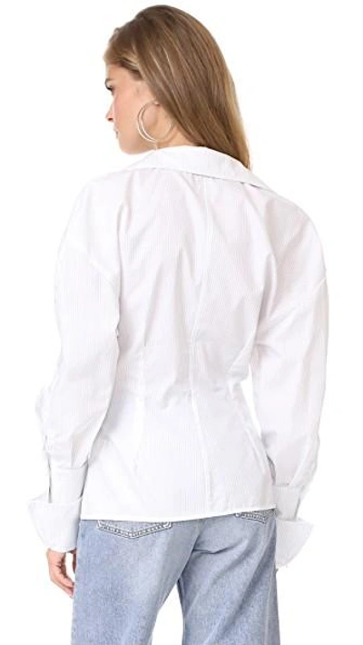 Shop Jacquemus Paula Shirt In White/black