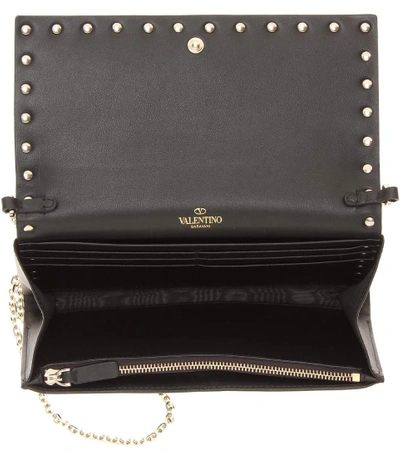 Shop Valentino Garavani Rockstud Leather Shoulder Bag In Eero