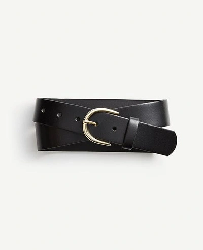 Shop Ann Taylor Wide Leather Trouser Belt In Black
