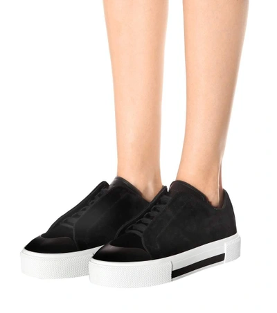 Shop Alexander Mcqueen Velvet Sneakers In Llack