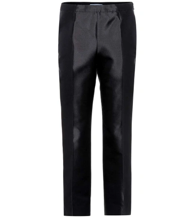 Shop Prada Wool And Silk Trousers In Black