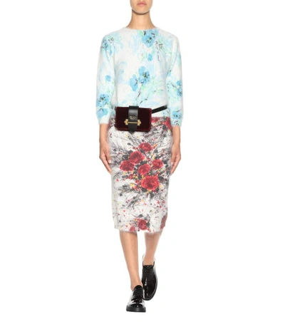 Shop Prada Printed Angora-blend Skirt In Multicoloured