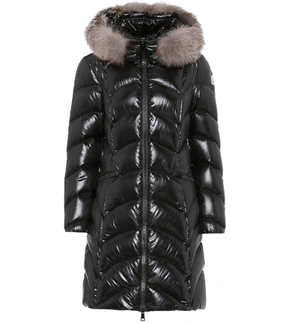 Shop Moncler Albizia Fur-trimmed Down Coat In Llack