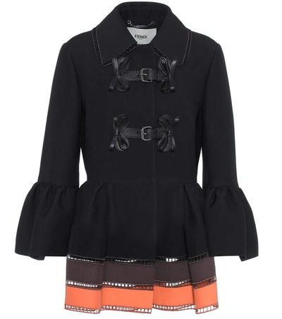 Fendi Leather-trimmed Wool And Silk Jacket In Eero