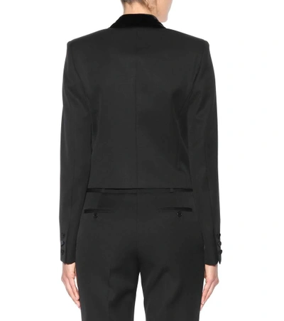 Shop Saint Laurent Crystal-embellished Tuxedo Jacket In Black