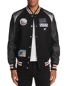 Coach Leather & Wool Bomber Jacket W/ Patches In Black