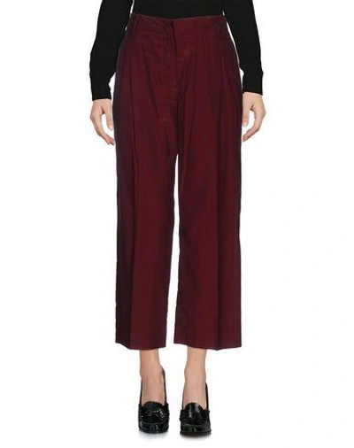 Shop Prada Cropped Pants & Culottes In Maroon