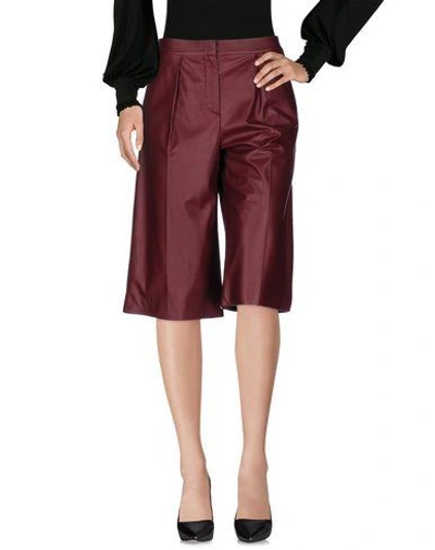 Shop Maison Margiela Cropped Pants & Culottes In Maroon