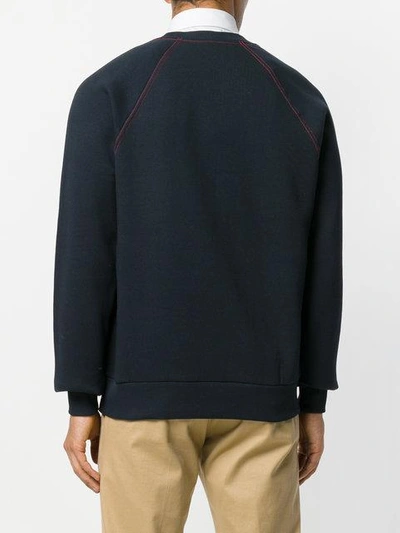Shop Burberry Embroidered Jersey Sweatshirt - Blue
