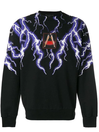 mild Pick up blade skruenøgle Alexander Wang Graphic Patch Lightning Print Sweatshirt In Black | ModeSens