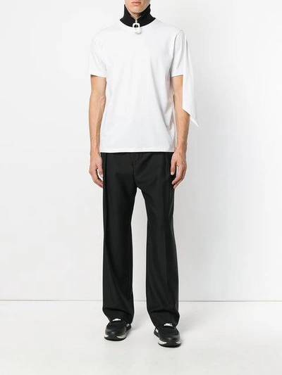 Shop Jw Anderson Draped Sleeve T-shirt In White
