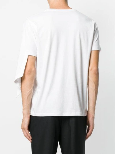 Shop Jw Anderson Draped Sleeve T-shirt In White