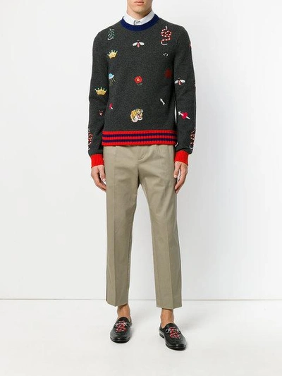 Shop Gucci Web-trimmed Cropped Trousers
