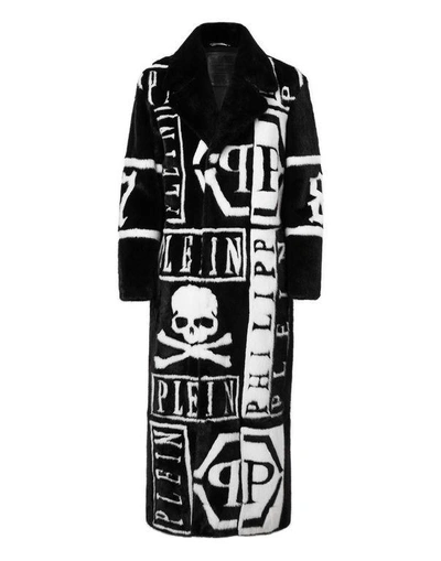 Shop Philipp Plein Fur Coat Long "show Coat" In Black
