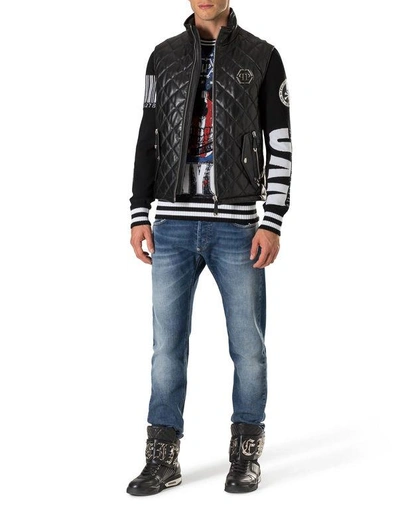 Shop Philipp Plein Leather Vest Short "fast"