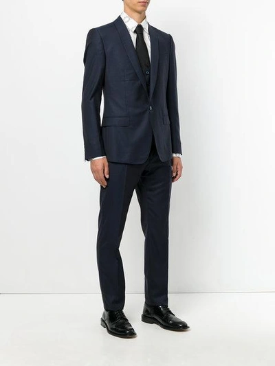 Shop Dolce & Gabbana Classic Three Piece Suit - Blue