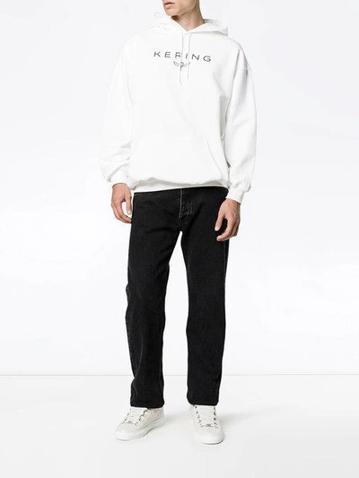 Balenciaga Kering-print Cotton-jersey Hooded Sweatshirt In White | ModeSens