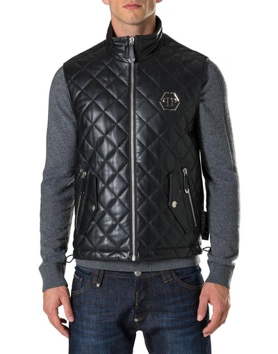 Shop Philipp Plein Leather Vest Short "funky"