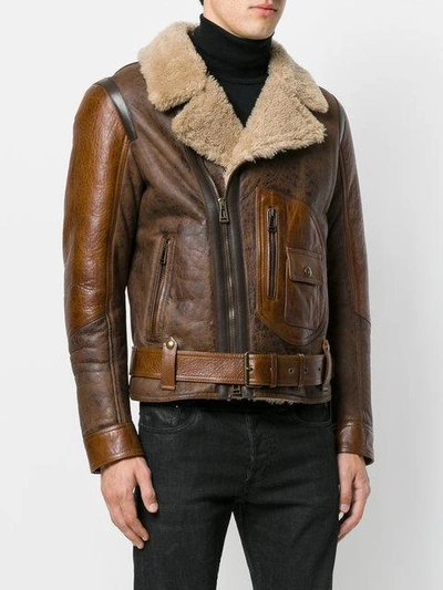 Belstaff Danescroft Leather-trimmed Shearling Jacket In Brown | ModeSens