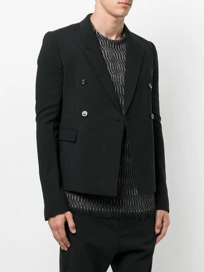 Shop Rick Owens Double Breasted Blazer In Black